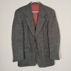 Country Shetland Men's Wool Blazer Size 40R Gray Plaid Quiet Luxury Old Money
